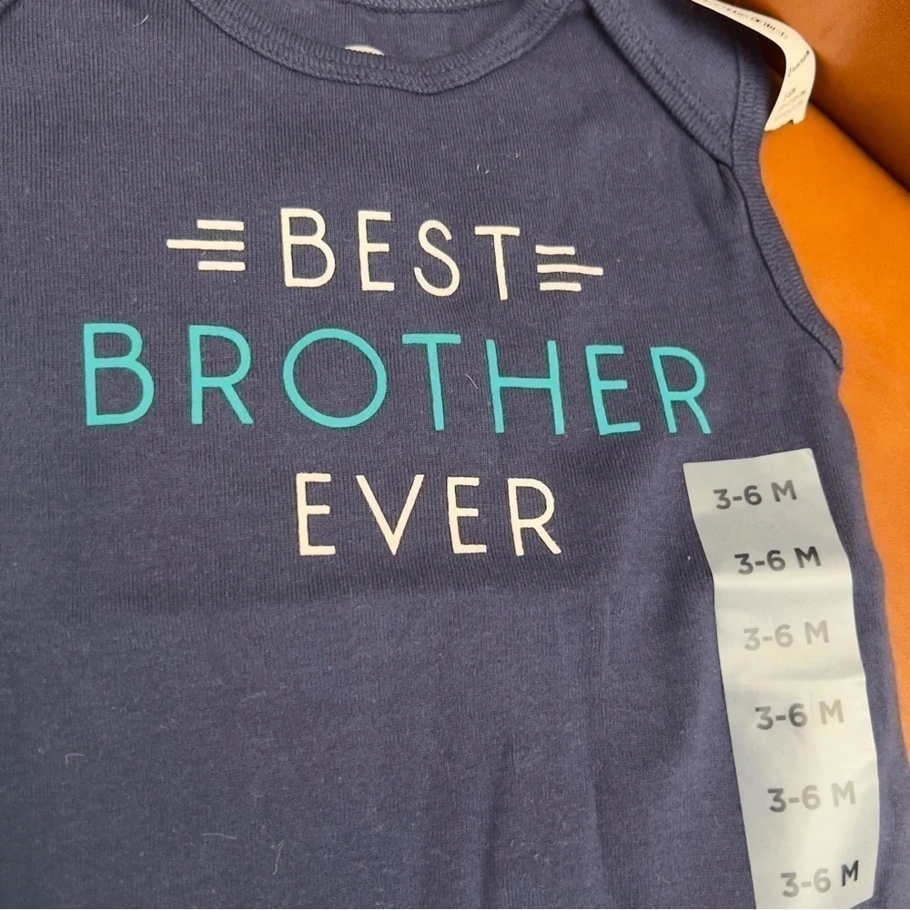 Old Navy Carters Best Brother Bodysuit Baby Infant 3-6 months Blue Teal Summer